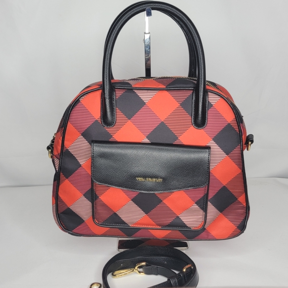 Vera Bradley Buffalo Check Burnt Orange (Red) Dome Satchel P96